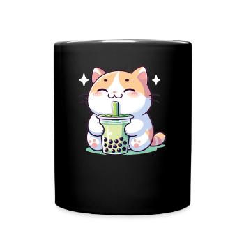 Kawaii Katzen Bubble Tea Boba Katze - Tasse einfarbig - Schwarz - Vorne