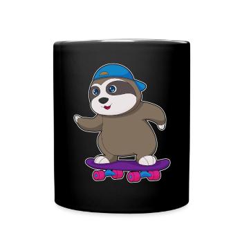 Faultier Skater Skateboard Sport - Tasse einfarbig - Schwarz - Vorne