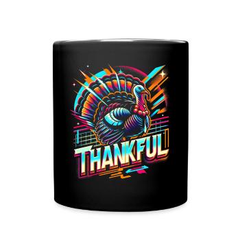 Reconnaissant rétro futuriste Turquie Thanksgiving - Mug uni - noir - Devant