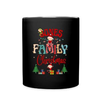 Jones Familie Weihnachten Personalisiertes Design - Tasse einfarbig - Schwarz - Vorne