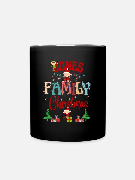 Jones Familie Weihnachten Personalisiertes Design - Tasse einfarbig - Schwarz