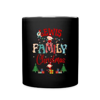 Lewis Family Personalized Christmas Design - Full Colour Mug - black - Front