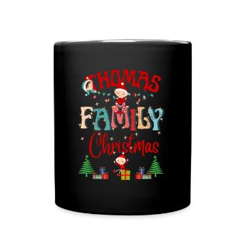 Thomas Family Personalized Christmas Design - Full Colour Mug - black - Front