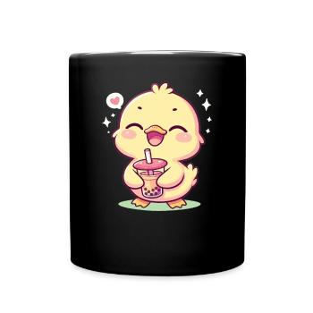 Kawaii Ducks Bubble Tea Boba Duck - Full Colour Mug - black - Front