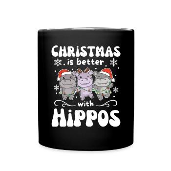 Christmas is better with hippos - Full Colour Mug - black - Front