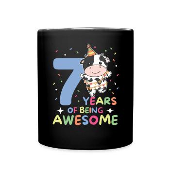 Vache pour les enfants de 7 ans de sept ans - Mug uni - noir - Devant