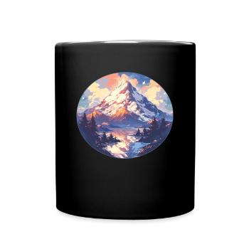 Mountain Mountains Mountain Mountains Mountain Landscape Mountaineer - Full Colour Mug - black - Front