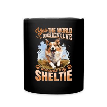 Chien de berger Shetland Chien Sheltie - Oui, le monde - Mug uni - noir - Devant