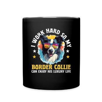 Chien Border Collie Je travaille dur pour que mon Border Collie - Mug uni - noir - Devant