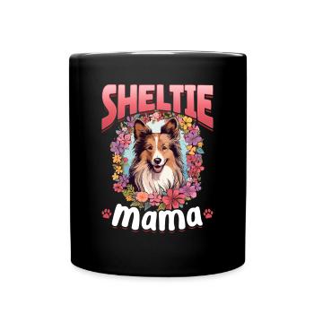 Shetland Sheepdog Dog Sheltie - Sheltie Mama - Full Colour Mug - black - Front