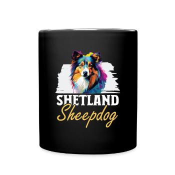 Shetland Sheepdog Dog Sheltie - shetland sheepdog - Full Colour Mug - black - Front