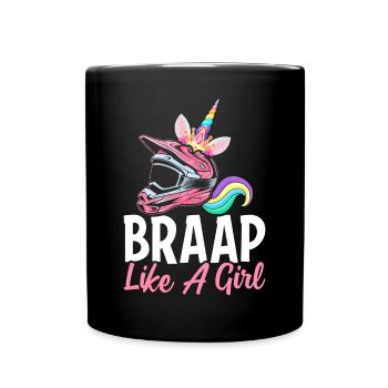 Dirt Bike Girl Weiblicher Dirt Biker - Tasse einfarbig - Schwarz - Vorne