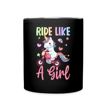Dirt Bike Girl Female Dirt Biker - Full Colour Mug - black - Front