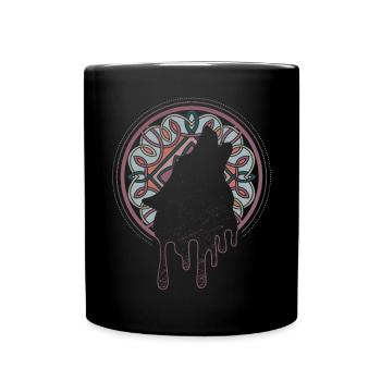 Wikinger Odins Wolf Wölfe Mond Mittelaltermarkt - Tasse einfarbig - Schwarz - Vorne