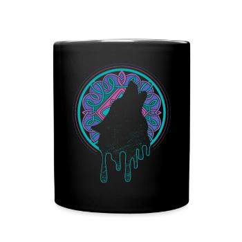 Loup Loups Lune Clin d’œil Guerrier Médiéval - Mug uni - noir - Devant