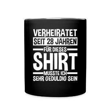 Ehe Nelkenhochzeit 28 Jahre Verheiratet Hochzeitst - Tasse einfarbig - Schwarz - Vorne