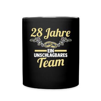 Ehe Nelkenhochzeit 28 Jahre Verheiratet Hochzeitst - Tasse einfarbig - Schwarz - Vorne