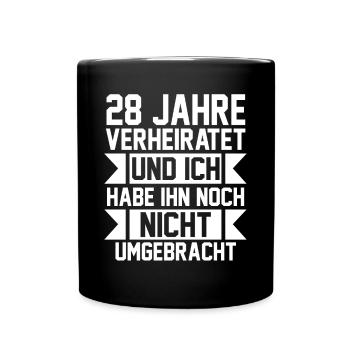 Ehe Nelkenhochzeit 28 Jahre Verheiratet Hochzeitst - Tasse einfarbig - Schwarz - Vorne
