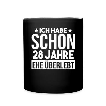 Ehe Nelkenhochzeit 28 Jahre Verheiratet Hochzeitst - Tasse einfarbig - Schwarz - Vorne