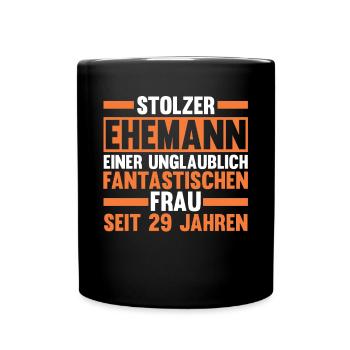 Ehe Samthochzeit 29 Jahre Verheiratet Hochzeitstag - Tasse einfarbig - Schwarz - Vorne