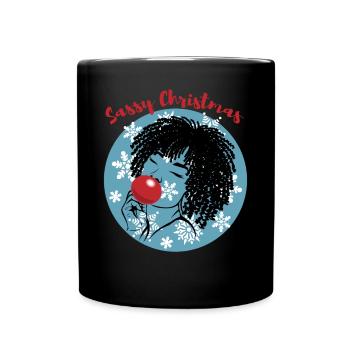 Sassy Christmas Afrolook Snowflakes - Full Colour Mug - black - Front