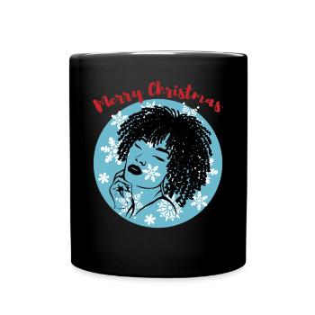 Flocons de neige Afrolook de Noël impertinent - Mug uni - noir - Devant