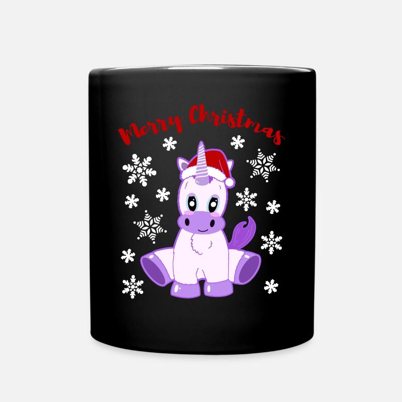 Zauberhaftes Einhornkind Merry Christmas - Tasse einfarbig - Schwarz
