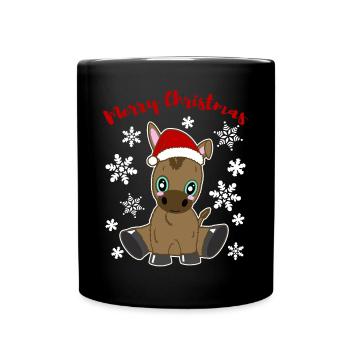 Fröhliches Eselkind Merry Christmas Festlich - Tasse einfarbig - Schwarz - Vorne
