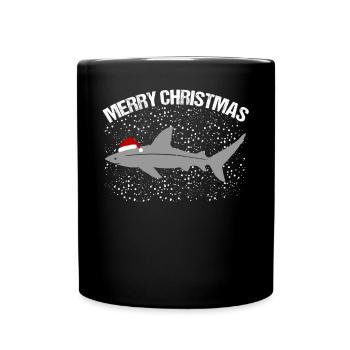 Joyeux Noël Flocons de neige de requin festifs - Mug uni - noir - Devant