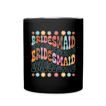 Demoiselle d’honneur Fille Groovy Bachelorette - Mug uni - noir - Devant