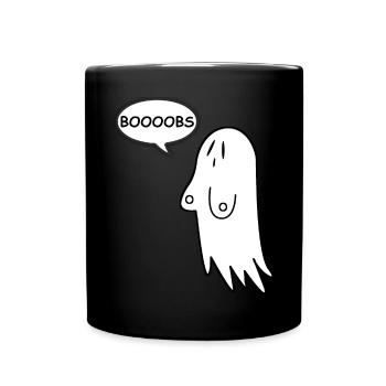 Boooobs | Boobs, Halloween, Ghost, Ghost - Full Colour Mug - black - Front