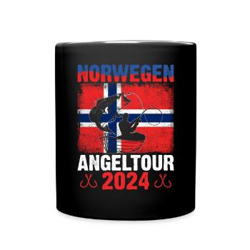 Norwegen Angeltour 2024 Geschenk für Angler - Tasse einfarbig - Schwarz - Vorne