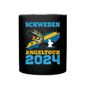Schweden Angeltour 2024 - Tasse einfarbig - Schwarz - Vorne