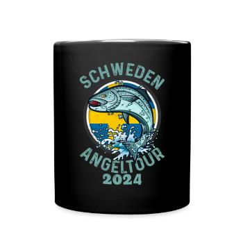 Angeltrip Schweden 2024 Angeln in Schweden - Tasse einfarbig - Schwarz - Vorne