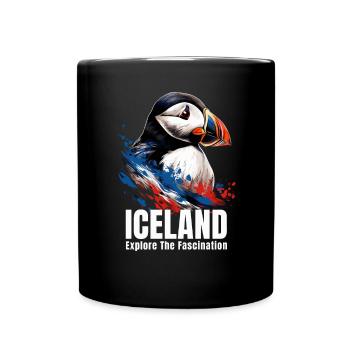Iceland Puffin Island Papageitaucher - Full Colour Mug - black - Front