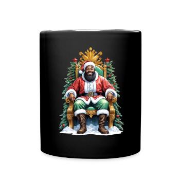 Frohes Weihnachtsmann-König Vertriebene - Tasse einfarbig - Schwarz - Vorne