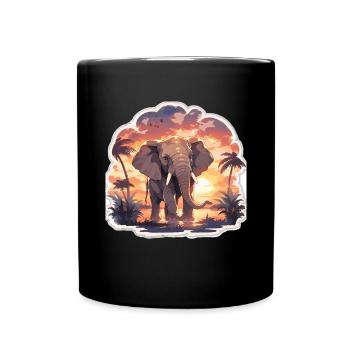 Elefant Elefanten Dickhäuter Tier Afrika Safari - Tasse einfarbig - Schwarz - Vorne