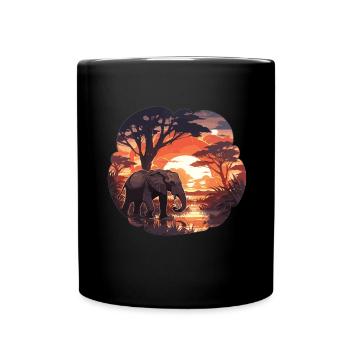 Éléphant, Éléphant, Pachyderme, Animal, Afrique, Safari - Mug uni - noir - Devant