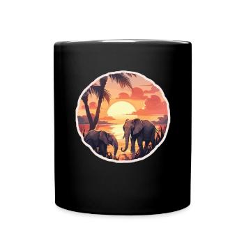 Elefant Elefanten Dickhäuter Tier Afrika Safari - Tasse einfarbig - Schwarz - Vorne
