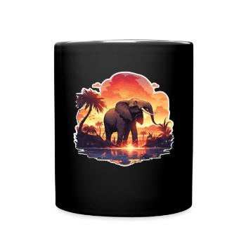 Éléphant, Éléphant, Pachyderme, Animal, Afrique, Safari - Mug uni - noir - Devant