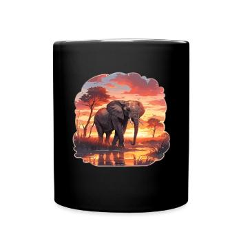 Éléphant, Éléphant, Pachyderme, Animal, Afrique, Safari - Mug uni - noir - Devant