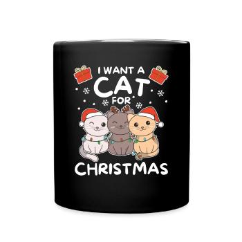 I Want A Cat For Christmas Cute Cats - Full Colour Mug - black - Front