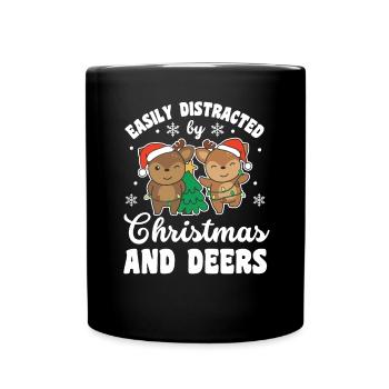 Facilement distrait par Noël et les chevreuils - Mug uni - noir - Devant