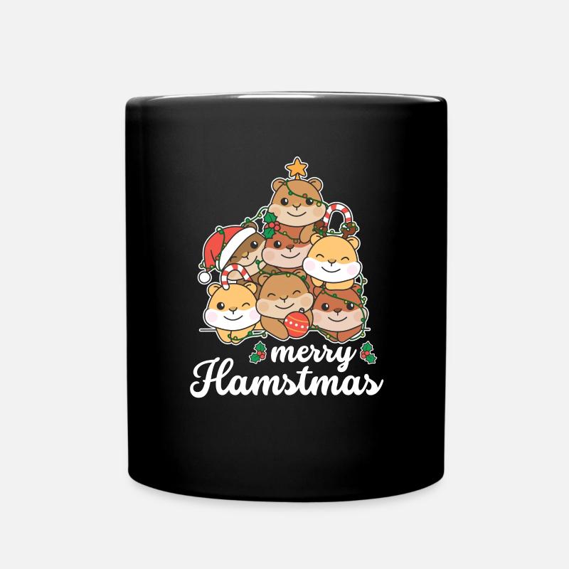 Hamster Weihnachtsbaum merry Hamstmas - Tasse einfarbig - Schwarz
