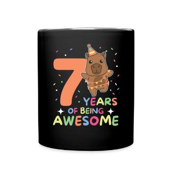 Capybara pour ses 7 ans enfants de sept ans - Mug uni - noir - Devant