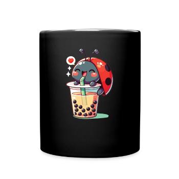 Kawaii Ladybug Bubble Tea Boba Ladybug - Full Colour Mug - black - Front