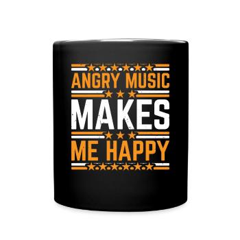 Angry Music Makes Me Happy 7 - Tasse einfarbig - Schwarz - Vorne