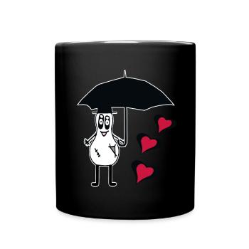 Halloween Geist Regenschirm Herzen Fantasy - Tasse einfarbig - Schwarz - Vorne