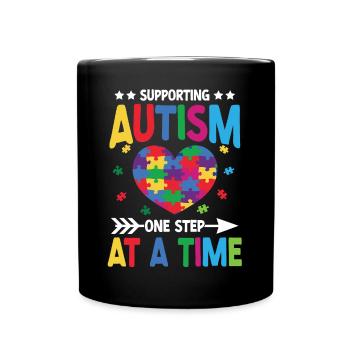 Autism Awareness Support Autistic - Full Colour Mug - black - Front