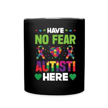 Autism Awareness Support Autistic - Full Colour Mug - black - Front